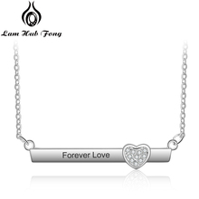 Collar de barra con nombre personalizado, colgante con nombre grabado, placa con corazón de circonita, regalo de aniversario (Lam Hub Fong) 2024 - compra barato