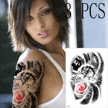 Tatuagens temporárias com relógio preto e flash, tatuagem de flores temporária com transferência de água, tatuagens falsas para mulheres e homens 3 2024 - compre barato