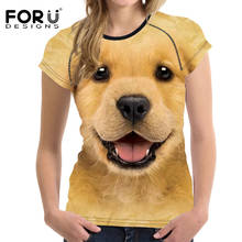 FORUDESIGNS Women Basic T Shirt Cute 3D Golden Retriever Dog Animal Woman Shirts Casual Elastic T-shirt For Teenager Girls Tee 2024 - buy cheap