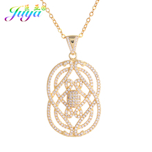 Juya New Arrival Sweater Necklace Micro Pave Zircon Floating Flower Pattern Pendant Necklace For Women Girls Gift Jewelry 2024 - buy cheap