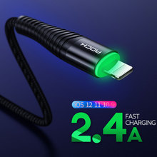 Rock Led 1m 2m Fast Charging Usb Charger Cable for iPhone 5 5s se 6 6s 7 8 Plus usb cable for iPad Usb to lighting Date Cable 2024 - buy cheap