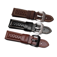 22 24 26mm Black Brown Real Leather Handmade Thick VINTAGE Wrist Watch Band Band Strap Belt Brushed Buckle For Luminor 2024 - buy cheap