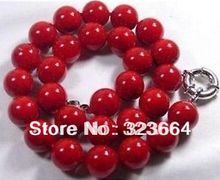 Горячая продажа! 18 мм красный коралл драгоценные камни ожерелье из круглых бусин 18" 2024 - купить недорого