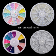 4Styles 2mm 3mm Mix Colors Beige White Nail Art Tips Half Pearls 3d Nail Beads Rhinestone Decoration DIY Beauty Salon Nail Wheel 2024 - buy cheap