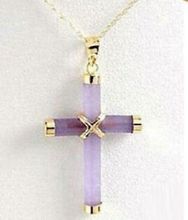 Hot sale Free Shipping 5 pcs >>>>>>Beautiful Purple stone Cross Pendant Necklace 17" 2024 - buy cheap