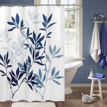 New Blue Leaf Printed Shower Curtain Waterproof Mildew Polyester Toilet Partition Curtain Bathroom Curtain with Hooks Home Decor 2024 - buy cheap