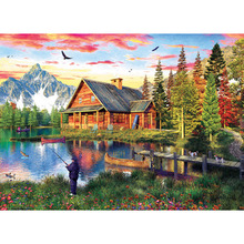 Full square/Round Diamond Painting Cross Stitch Lake fishing house 3d mosaic kits Diamond Embroidery home Decor gift 2024 - buy cheap