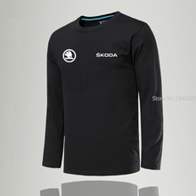 Camiseta de manga larga para hombre, camisa informal de cuello redondo a la moda, para otoño y primavera, skoda 2024 - compra barato