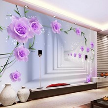 Beibehang-papel tapiz personalizado de cualquier tamaño, fondo 3D para sala de estar, dormitorio, perspectiva abstracta, papel tapiz de flores púrpuras 2024 - compra barato