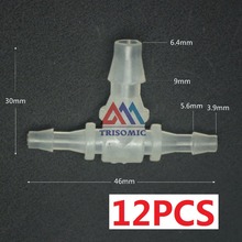 12 peças 4mm * 6mm * 4mm t tipo redutor conector tubo marceneiro material plástico pp montagem tanque de peixes companhia aérea aquário 2024 - compre barato