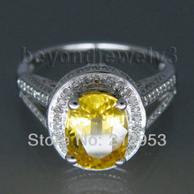 Charming Natural Diamond Yellow Sapphire Ring Oval 7x9mm In 14Kt White Gold Yellow Sapphire Wedding Ring R00320 2024 - buy cheap