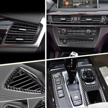 Accessories For BMW X5 X6 F15 F16 Carbon Fiber Car Interior Gearshift Air Conditioning CD Panel Door Armrest Cover Trim Sticker 2024 - buy cheap