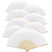 10 pcs/lot 21cm White Color Fabric Hand Fan, Silk Hand Fan Wedding Party Promotion Favor 2024 - buy cheap