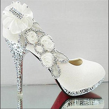 Zapatos de boda con purpurina para mujer, calzado de tacón alto de cristal para fiesta de noche, Sexy, plateados, 34-41 2024 - compra barato
