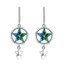 Elegant Crystals Women Drop Earrings 925 Sterling Silver Hoop Star Pendant Earings Dangle Studded Lady Jewelry 2024 - buy cheap