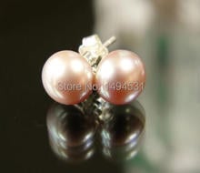 Wholesale Pearl Jewelry, Pink Color 6.5MM Genuine Freshwater Pearl Earrings , Sterling Silvers Earring.Mother's Day Gift Jewelry 2024 - buy cheap