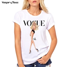 Camiseta de algodón con estampado 3d para mujer, ropa VOGUE con cuello redondo, estilo veraniego, divertida 2024 - compra barato