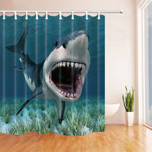 Printing Shark Pattern Polyester Shower Curtain Waterproof Bathroom Curtain with Hooks Home Decor Bathroom Accessory 1PC 2024 - buy cheap