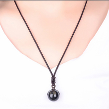 Dropshipping Black Gold Natural Obsidian Stone Pendant Lucky Transfer Beads Pendant Necklace male female Lovers Fashion Jewelry 2024 - buy cheap