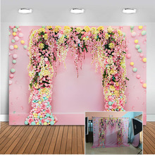 Bridal Shower Pink Wedding Photography Backdrops Married Flower Photo Backdrop Studio Floral Door Photographic Background 814 2024 - buy cheap