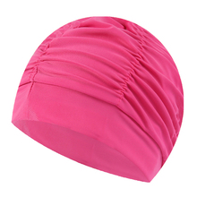 Touca de banho feminina para piscina, gorro protetor de orelhas para natação, tecido estampado para meninas de cabelo longo 2024 - compre barato