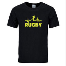 Camiseta de manga corta a la moda para hombre, camisetas divertidas estampadas de algodón, camisetas deportivas, latido del corazón de Rugbying 2024 - compra barato