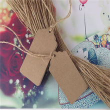 300Pcs/Lot 8x4cm Brown Blank Kraft Cardboard Label Hanging Tag For Wedding Formal Dress Price Card Paper Tags With Hemp Strings 2024 - buy cheap