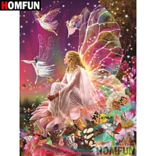 HOMFUN 5D DIY Diamond Painting Full Square/Round Drill "butterfly fairy" 3D Embroidery Cross Stitch gift Home Decor A00926 2024 - buy cheap