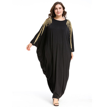 Женское длинное платье с рукавом «летучая мышь», черное свободное мусульманское платье-кафтан, украшенное бусинами, в мусульманском стиле 2024 - купить недорого