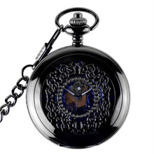 Reloj de bolsillo mecánico para hombre y mujer, pulsera con cadena, color negro y esqueleto Vintage, regalos de Navidad y pesadilla 2024 - compra barato
