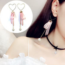 Korean Sweet Style Heart Earrings Women's Jewelry Imitation Pearl Stud Earrings Lace Tassels Eardrop Female Accessories Present 2024 - buy cheap