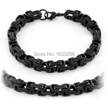 High Quality IP Black Plated 316L Stainless Steel Men's  Cool Chain Link Bracelet Solid Gifts Jewelry  8.5mm 8.66" 2024 - buy cheap