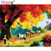 GLymg Diamond Embroidery 5d Diy Diamond Painting Full Drill Cross Stitch Cow Scenery Square Rhinestones Mosaic Gift Home Decor 2024 - buy cheap