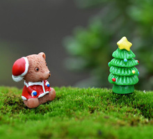 Christmas Tree Bear Decoration miniature Figurine fairy garden ornament building statue love gift resin craft Kids toy TNS036 2024 - buy cheap