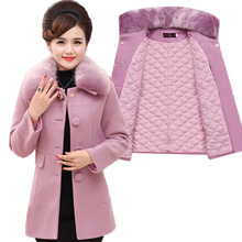 Jaqueta de lã de inverno feminina, casaco de lã de alta qualidade de algodão grosso, roupas de meia-idade para mãe, plus size b127, 2018 2024 - compre barato