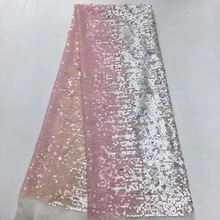 Pink African Lace Fabric 2019 High Quality Lace Glitter Sequins Net Lace Tulle Mesh Fabrics Latest Multi Color Fabrics Laces 2024 - buy cheap