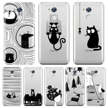 Para huawei honor 6 5a 4x 5x 6x caso de telefone silicone preto gato cão coelho urso macio volta capa para huawei honor 4c 5c 6a 6c pro 2024 - compre barato