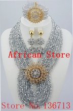 2016 gran oferta nigeriano boda Africana juego de joyas con cuentas collar traje nupcial africano conjuntos de joyas envío gratis L022 2024 - compra barato