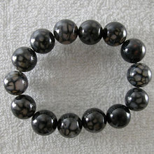 Cuentas de bola de cornalina de dragón negro, pulsera elástica de 7 ", 14mm, B0014, Envío Gratis 2024 - compra barato