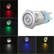 12mm 12V Car LED Power Momentary Push Button Metal ON/OFF Switch  Waterproof LED Power Push Button 1NO 1NC red blue 2024 - buy cheap