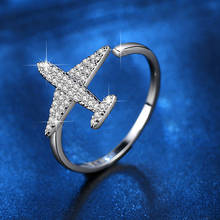 2018 New Silver Color air plane Opening Rings For Women Girls Tiny CZ Zircon pave Plane Shape Adjustable Ring Drop Ship 2024 - buy cheap