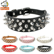 6 Colors Studded Dog Collar Cool Rivets Spiked Pu Leather Pet Puppy Collars 2 Sizes for Small Medium Dogs 2024 - buy cheap