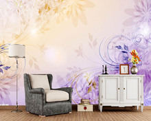 Papel de pared Purple dreamy flower 3d modern wallpaper murals,living room sofa TV wall bedroom kitchen wall paper home decor 2024 - buy cheap