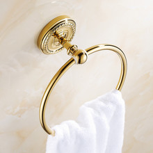 Европейские антикварные кольца для полотенец/вешалка для полотенец, уплотненная латунь, золотой настенный держатель для полотенец, аксессуары для ванной комнаты 2024 - купить недорого