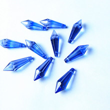 Lustre azul claro de cristal com 100 peças, 36mm, peças de iluminação, prismas, gotas (anéis grátis), decoração, acessórios de casamento 2024 - compre barato