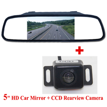 2 in 1 HD CCD backup reversing Camera +5" HD 800*480 Car Mirror Monitor , Rear view mirror monitor car parking Rearview camera 2024 - buy cheap