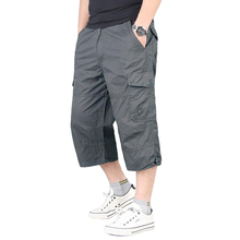 Pantalones cortos holgados con bolsillos para hombre, Capri de algodón, estilo militar, para verano 2024 - compra barato