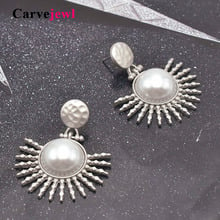 Carvejewl new big drop dangle earrings Russian design metal sunshine simulated pearl earring for women girl jewelry good quality 2024 - buy cheap