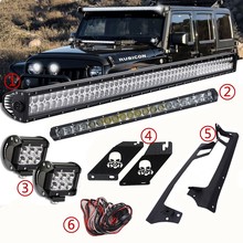 Por 07-18 Jeep JK Wrangler accesorios 52 "300W Barra de luz Led 18W + 22 pulgadas 100W 3D barra de luz + juego de soportes de montaje 2024 - compra barato