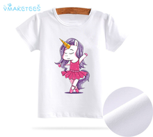 Baby Kids T Shirt Boys/Girls Unicorn Dancing Ballet Short Sleeve Tops Children's Dancer White T-Shirt,ooo3087 2024 - buy cheap